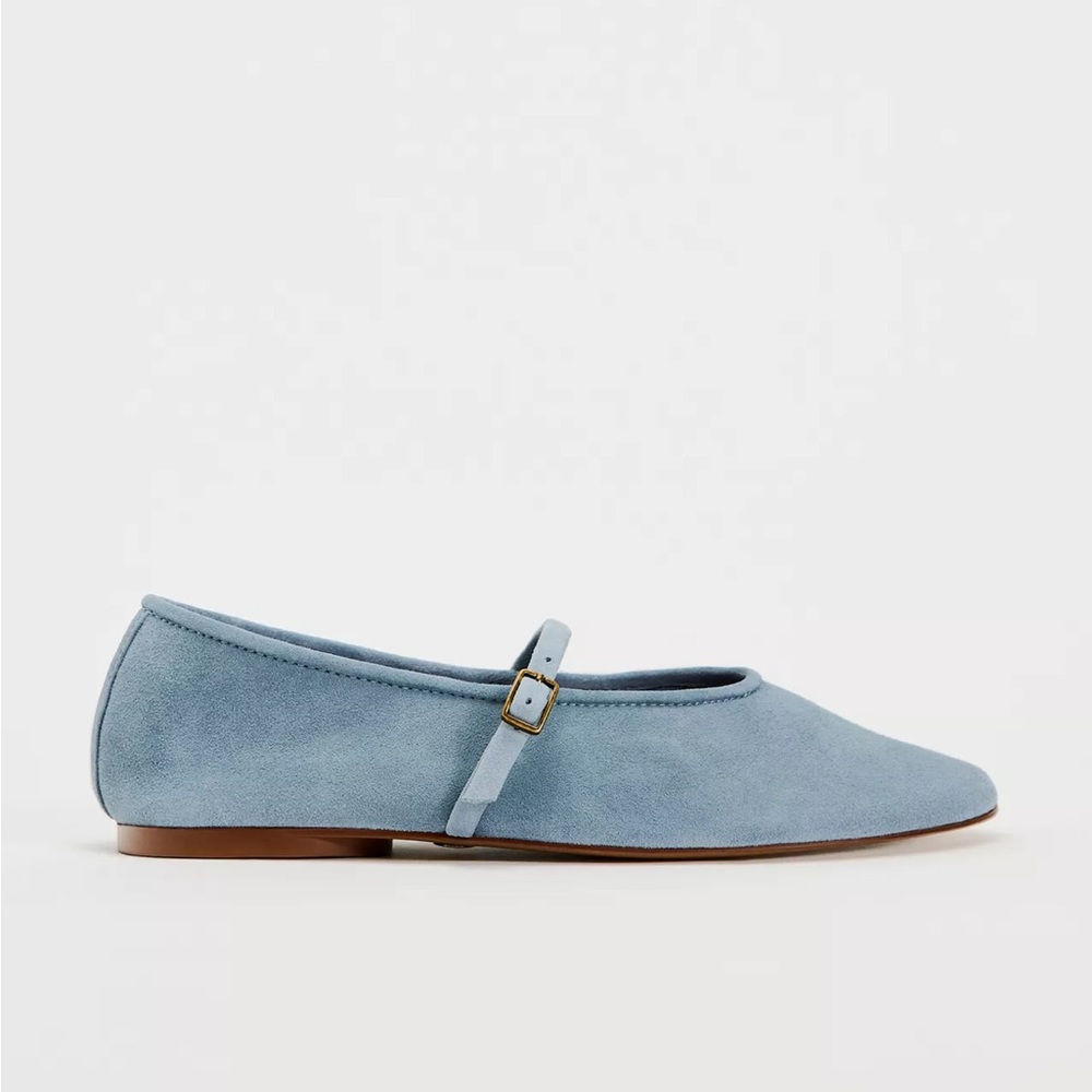 Zara Suede Mary Jane Flats